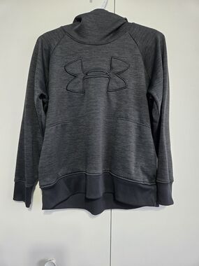 Under Armour ColdGear Hoodie Womens Large Black Logo Pullover Athletic